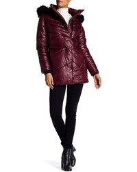 Noize India Removable Faux Fur Trim Hooded Puffer Coat