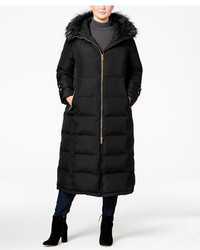Calvin Klein Plus Size Faux Fur Trim Maxi Puffer Coat