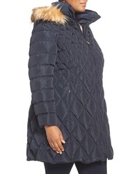 Jessica Simpson Plus Size Quilted Puffer Coat With Faux Fur Trim
