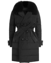 Dsquared2 Quilted Down Coat With Fur Trimmed Collar