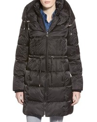 Betsey Johnson Quilted Puffer Coat With Convertible Pillow Collar Hood