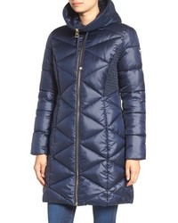 GUESS Quilted Puffer Coat With Faux Fur Trim