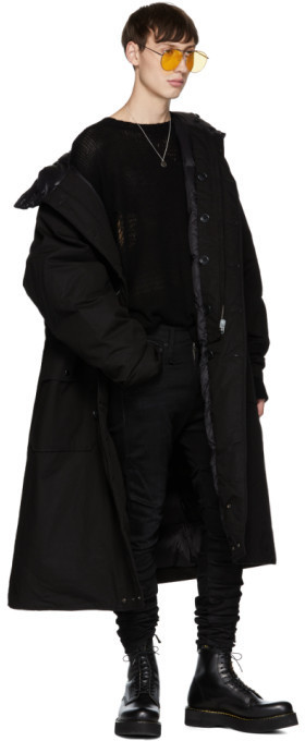 R 13 R13 Black Long Anorak Puffer Coat 995 SSENSE Lookastic