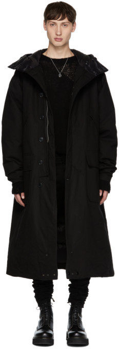 R 13 R13 Black Long Anorak Puffer Coat 995 SSENSE Lookastic