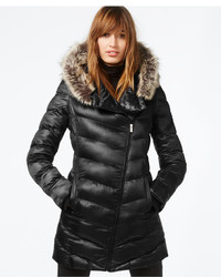Rachel Roy Rachel Faux Fur Trim Asymmetrical Puffer Coat