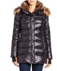 S13 Faux Fur Trimmed Hooded Puffer Coat