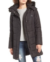 Rip Curl Tide Time Quilted Puffer Coat With Faux Fur Trim Hood
