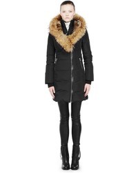 Mackage Trish F3 Long Black Down Jacket With Natural Fur