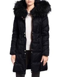 Via Spiga Water Repellent Quilted Puffer Coat With Faux Fur Trim