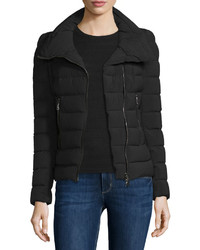 Moncler Antigone Asymmetric Zip Puffer Jacket Black