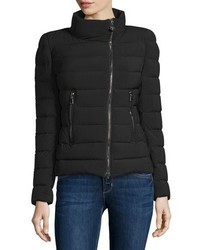 Moncler Antigone Asymmetric Zip Puffer Jacket Black