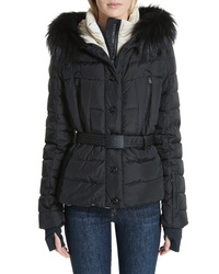 Moncler Beverley Genuine Fox Quilted Down Coat