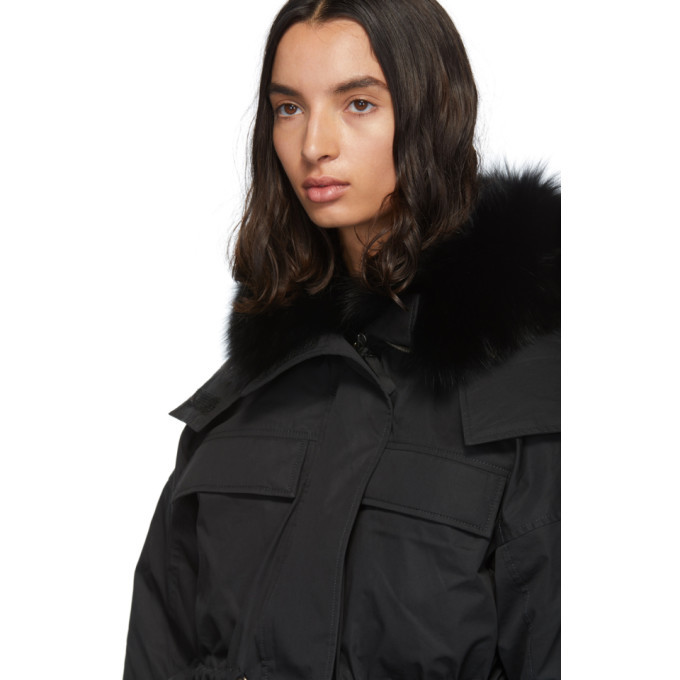 Yves Salomon Army Black Bachette Jacket, $752 | SSENSE | Lookastic