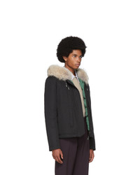 Yves Salomon Army Black Down And Fur Puffer Jacket