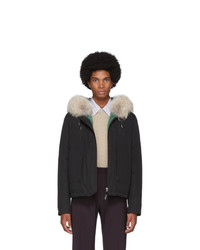 Yves Salomon Army Black Down And Fur Puffer Jacket