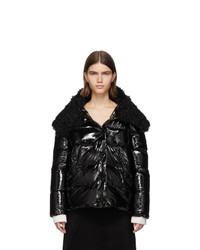Yves Salomon Black Down And Wool Fur Jacket