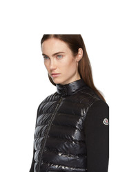 Moncler Black Down And Wool High Neck Jacket