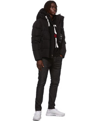 DSQUARED2 Black Down Hooded Coat