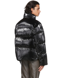 System Black Down Shiny Nylon Puffer Jacket