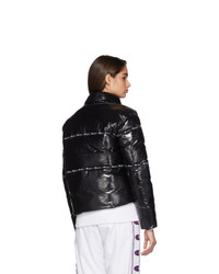 Champion Reverse Weave Black Shiny Puffer Jacket