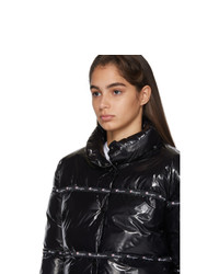 Champion Reverse Weave Black Shiny Puffer Jacket
