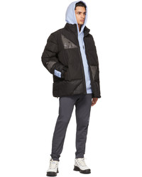 McQ Black Waxed Cotton Patched Puffer Jacket