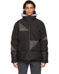McQ Black Waxed Cotton Patched Puffer Jacket