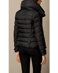 Burberry Brit Down Filled Puffer Jacket With Shearling Topcollar