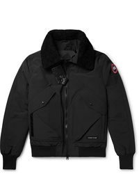 Canada Goose Bromley Shearling Trimmed Canvas Down Bomber Jacket