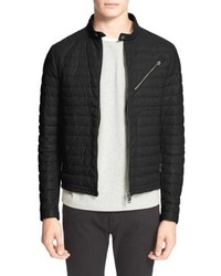 Moncler Casteau Channel Quilted Leather Down Jacket