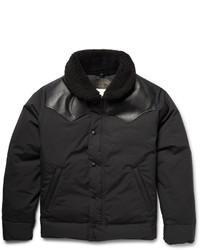 Rocky Mountain Featherbed Christy Leather And Shearling Trimmed Twill Down Jacket