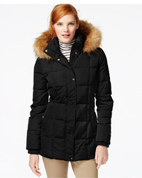 Tommy Hilfiger Faux Fur Trim Quilted Puffer Coat