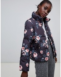 Pieces Flower Print Padded Coat