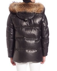 Bally Fur Trimmed Leather Puffer Jacket