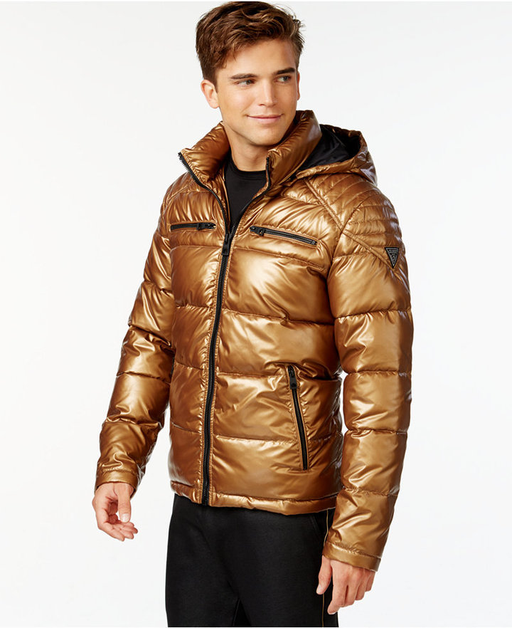 GUESS Hooded Puffer Jacket, $148 | Macy's | Lookastic