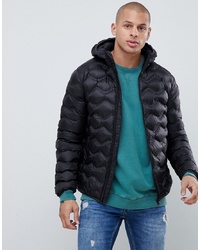 Gym King Hooded Puffer Jacket In Black With Bubble Quilting