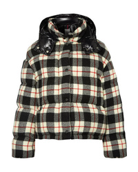 Moncler Hooded Quilted Checked Wool And Shell Down Jacket