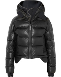 TEMPLA Hooded Tech Jersey And Quilted Leather Down Jacket
