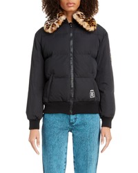 THE MARC JACOBS Jacket With Leopard Print Faux Fur Collar