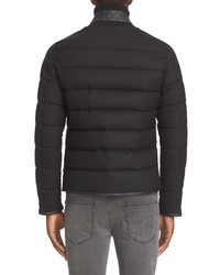 The Kooples Leather Trim Flannel Down Jacket