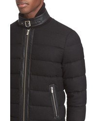 The Kooples Leather Trim Flannel Down Jacket