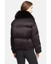 Burberry London Goose Down Puffer Jacket With Removable Genuine Fox Fur Collar