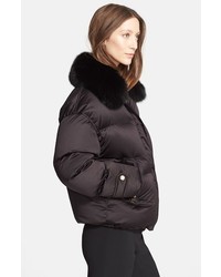 Burberry London Goose Down Puffer Jacket With Removable Genuine Fox Fur Collar