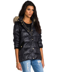Juicy Couture Long Puffer Jacket W Faux Fur