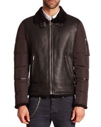 The Kooples Long Sleeve Leather Puffer Jacket