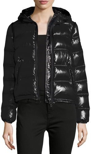 Burberry Mapleford 2 In 1 Glossy Puffer Jacket W Zip Off Sleeves Black,  $995, Neiman Marcus