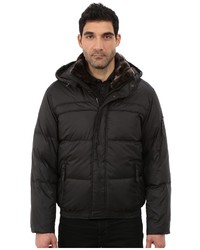 Andrew Marc Marc New York By Fauxmula Down Filled Bomber W Faux Fur Trimmed Collar And Removable Hood