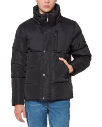 Vince Camuto Mixed Media Hood Puffer Jacket In Black At Nordstrom