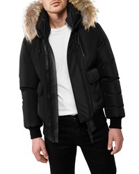 Mackage Nathan Water Repellent Hooded Down Bomber Jacket With Genuine Coyote
