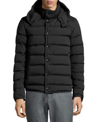 Moncler Nazaire Lightweight Hooded Puffer Jacket Black